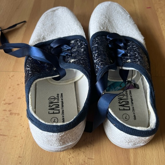 Custom Sequin Saddle Shoes Navy White Swing Lindy Hop Mens 7 / Womens 9 Sneakers - Picture 2 of 5